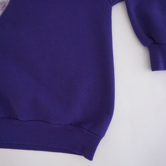 Vintage Jerzees Purple Lace Heart Appliqué Sweatshirt Cabincore Cottagecore 2X - Picture 4 of 10